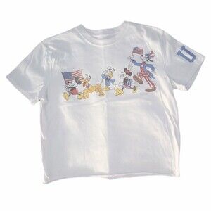 Disney Short Sleeve Patriotic Midi Cut Off Top sz XS Junior Womens